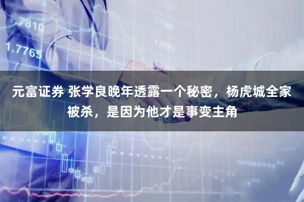 元富证券 张学良晚年透露一个秘密，杨虎城全家被杀，是因为他才是事变主角