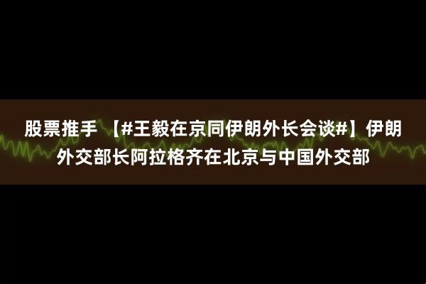 股票推手 【#王毅在京同伊朗外长会谈#】伊朗外交部长阿拉格齐在北京与中国外交部